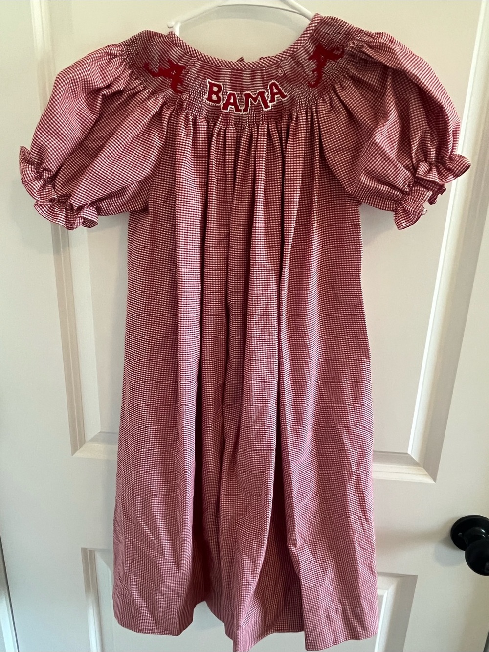 Vive La Fete Red Girls' Smocked Alabama Roll Tide Dress size 6